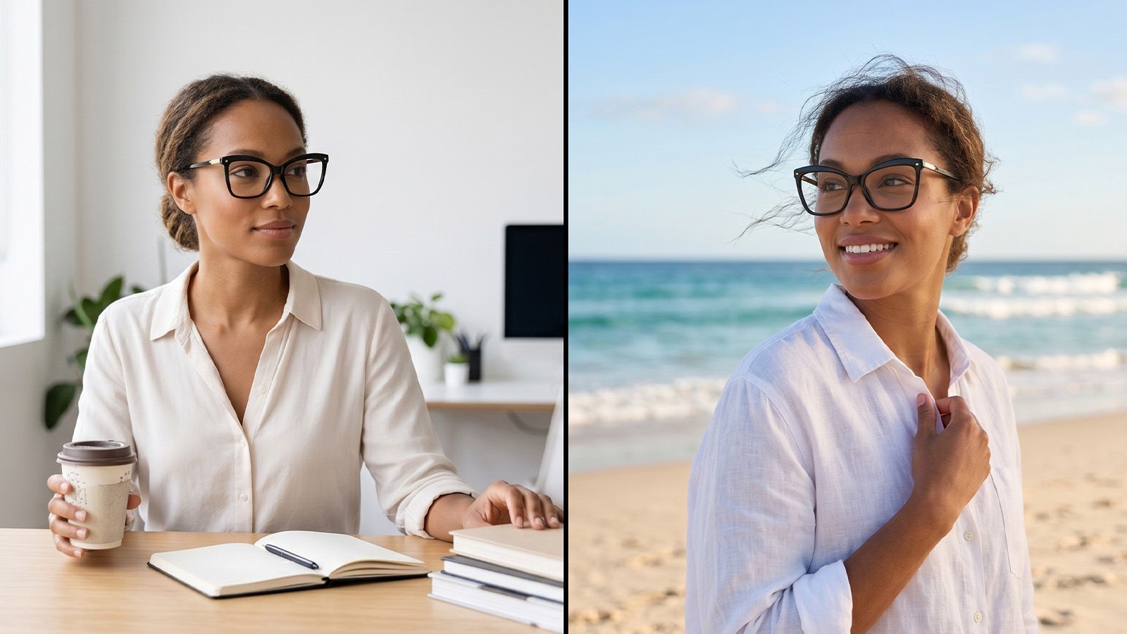 one pair in office and beach